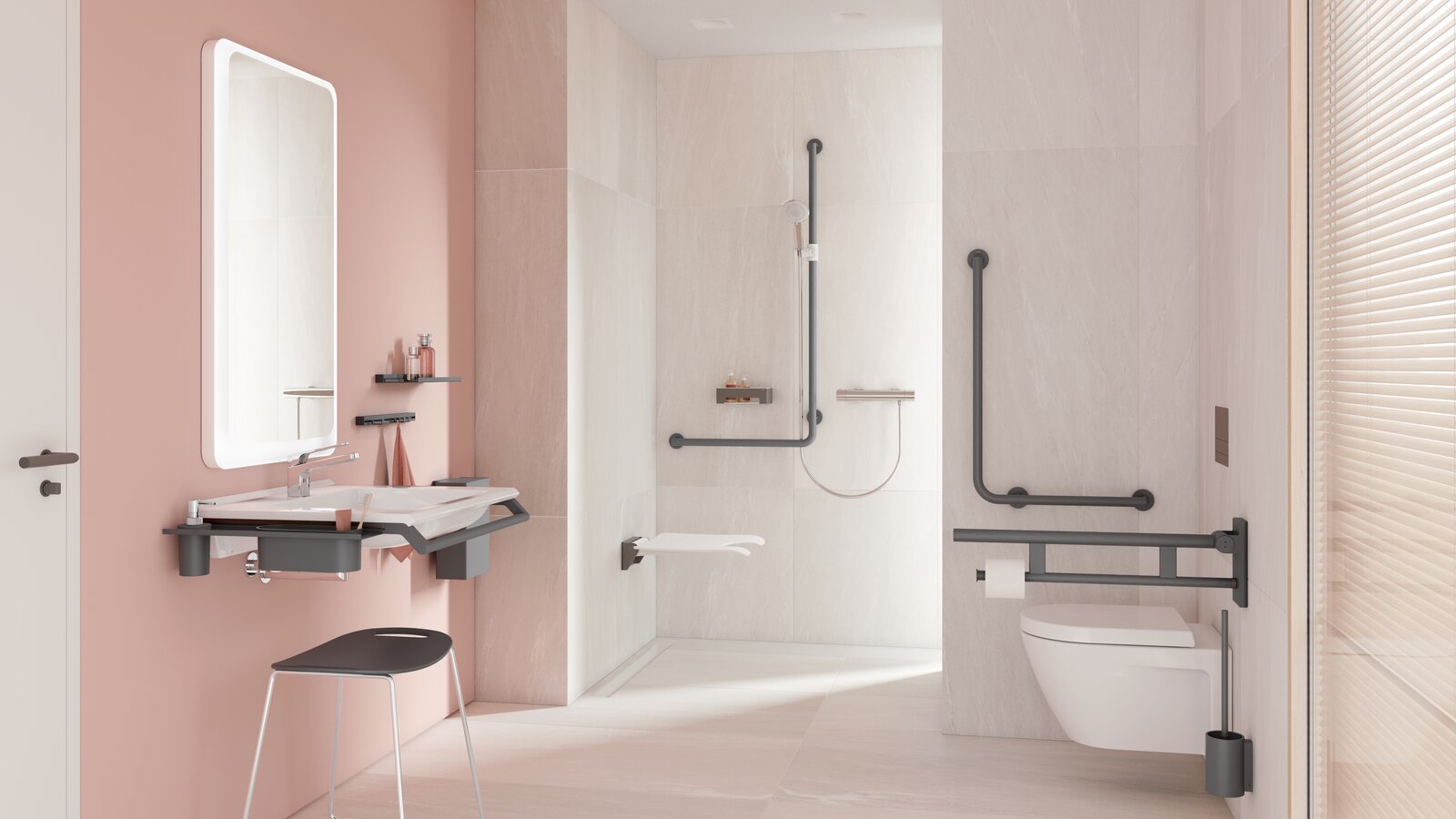 HEWI Bathroom System 900 powder-coated dark grey Bathroom System 900 powder-coated dark grey
