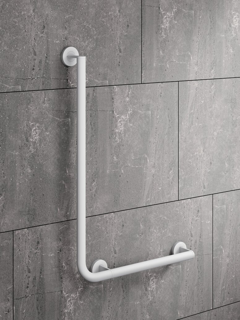 Angled handle in the colour white